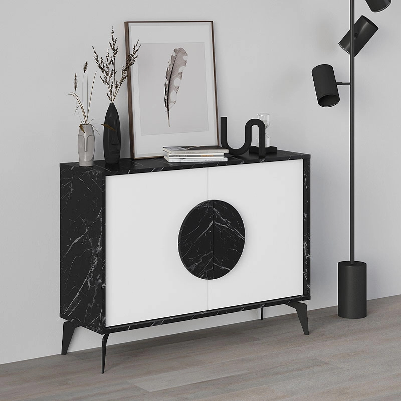 Gora Megapap melamine buffet in black marble - white color 110x35,6x82cm.