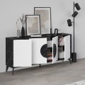 Μπουφές Gora Megapap χρώμα μαύρο εφέ μαρμάρου - λευκό 180x35,6x82εκ.