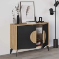 Μπουφές Gora Megapap χρώμα sapphire oak - silky black 110x40x82εκ.