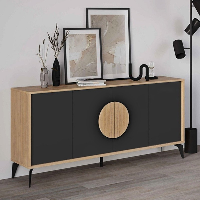 Gora Megapap melamine console in sapphire oak - silky black color 180x40x82cm.