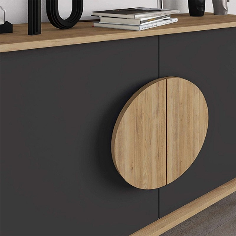Gora Megapap melamine console in sapphire oak - silky black color 180x40x82cm.