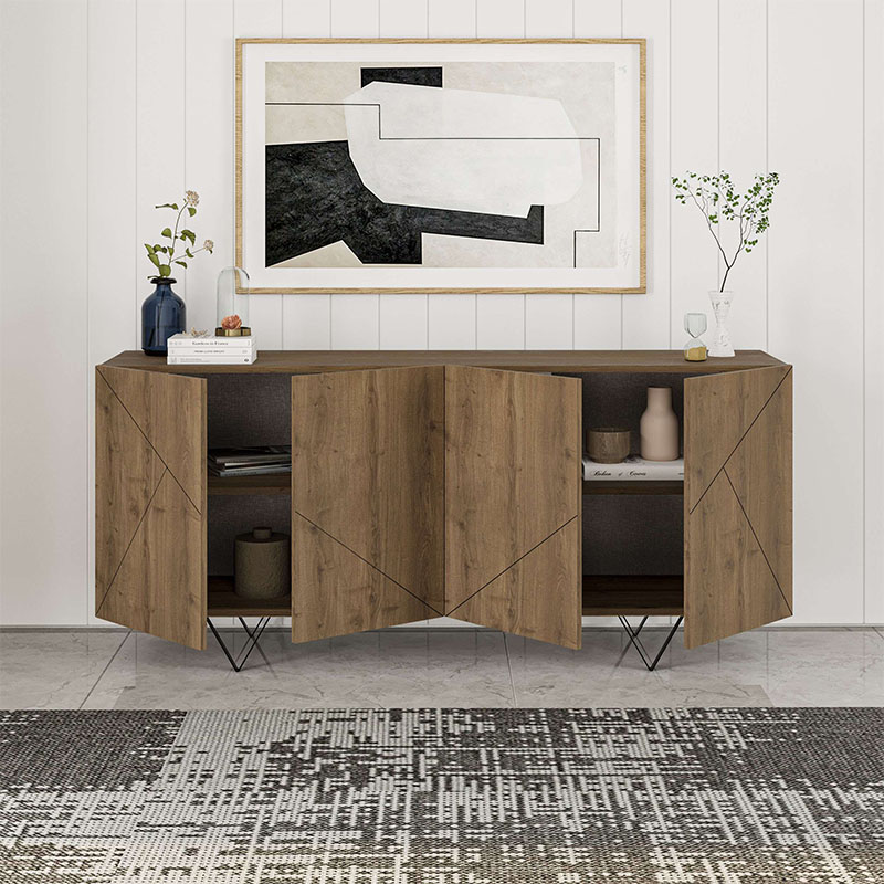 Jakomen Megapap melamine sideboard in light brown color 180x41.7x80cm.