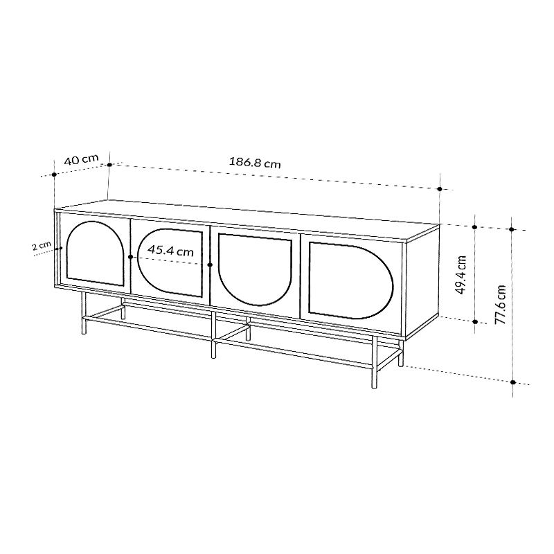 Joji Megapap melamine console in sapphire oak - silky black color 186,8x40x77,6cm.
