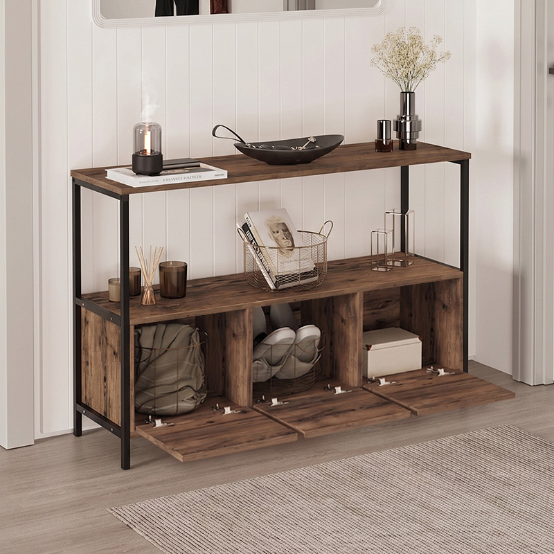 Mars Megapap melamine console in rustic smoked color 122x36x80.1cm.