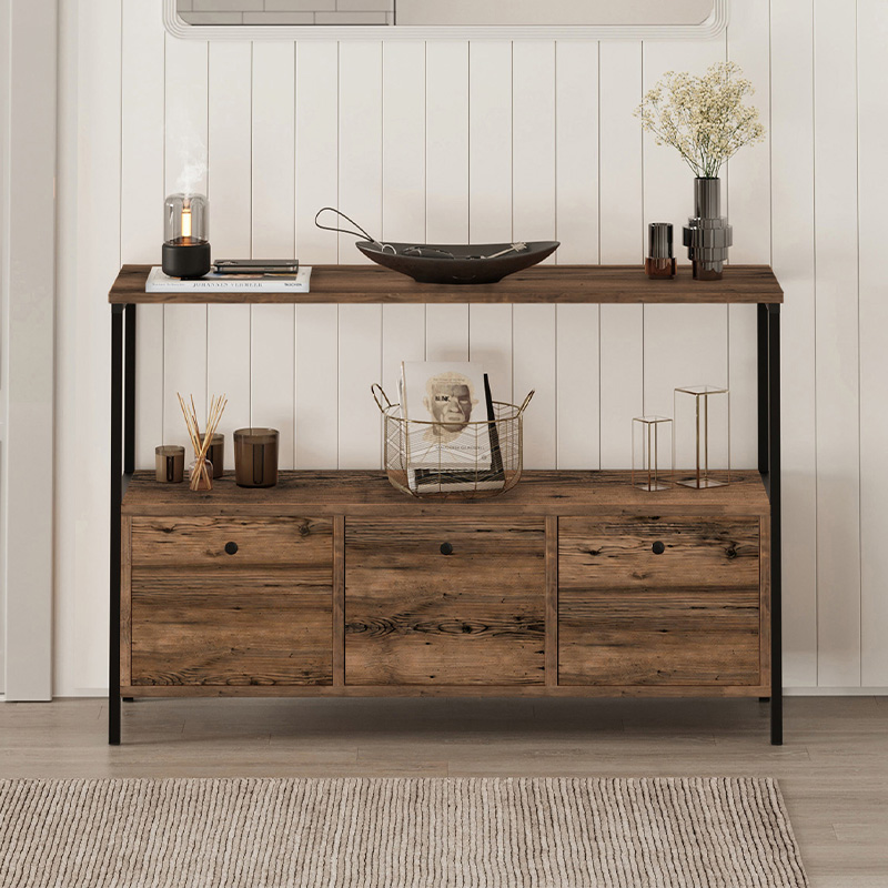 Mars Megapap melamine console in rustic smoked color 122x36x80.1cm.