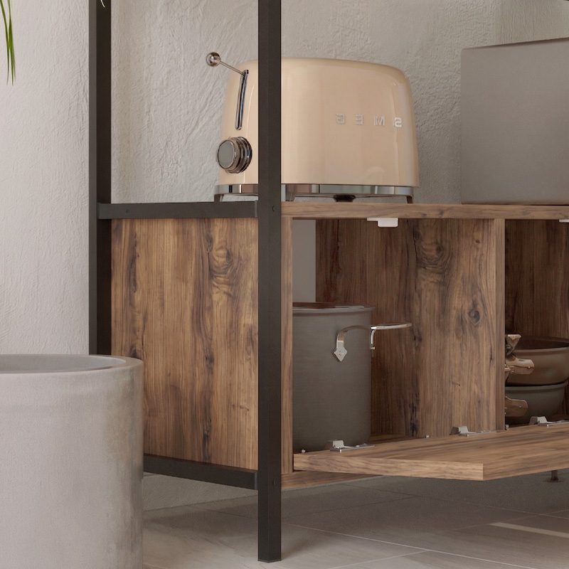 Mars Megapap melamine console in rustic smoked color 122x36x80.1cm.