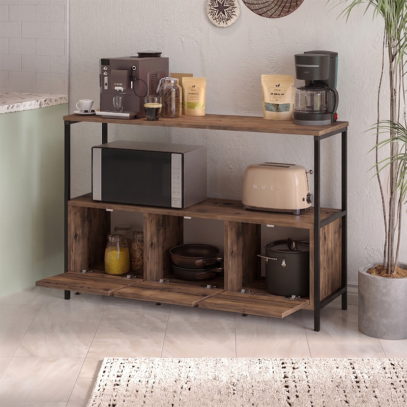 Mars Megapap melamine console in rustic smoked color 122x36x80.1cm.