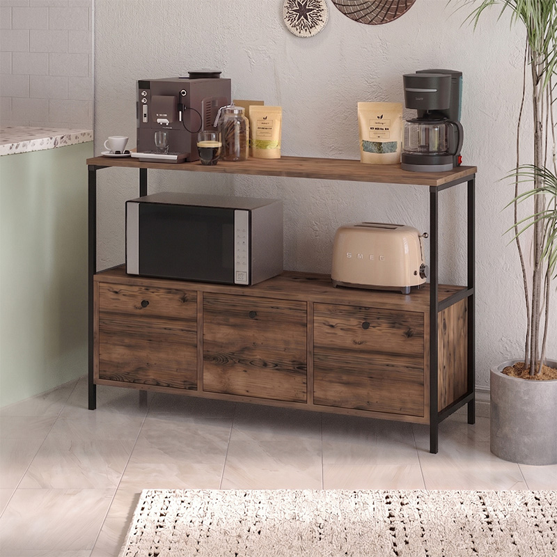 Mars Megapap melamine console in rustic smoked color 122x36x80.1cm.