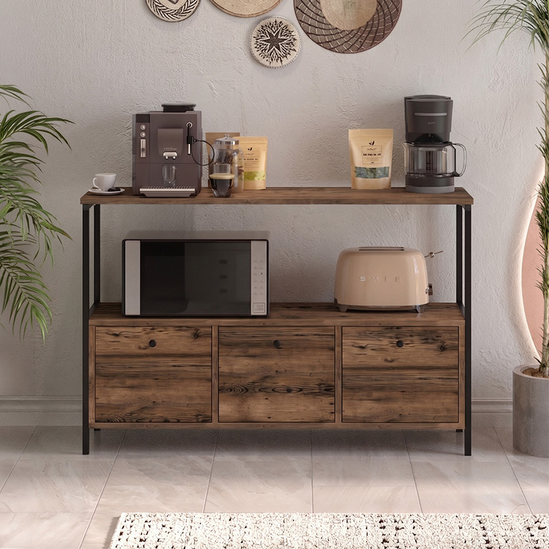 Mars Megapap melamine console in rustic smoked color 122x36x80.1cm.