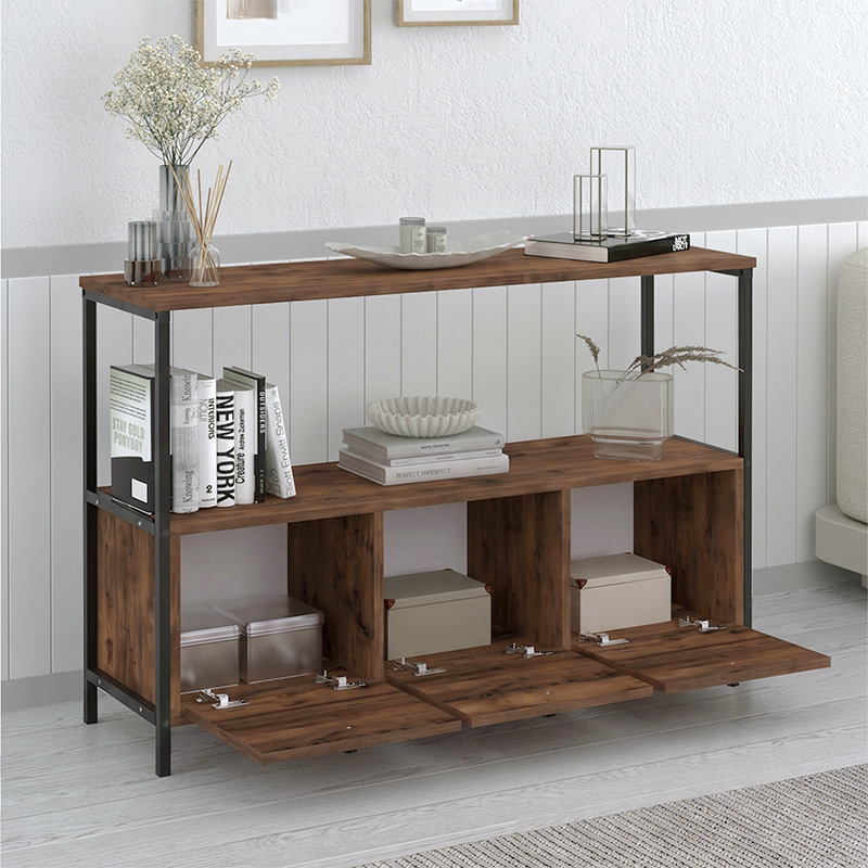 Mars Megapap melamine console in rustic smoked color 122x36x80.1cm.