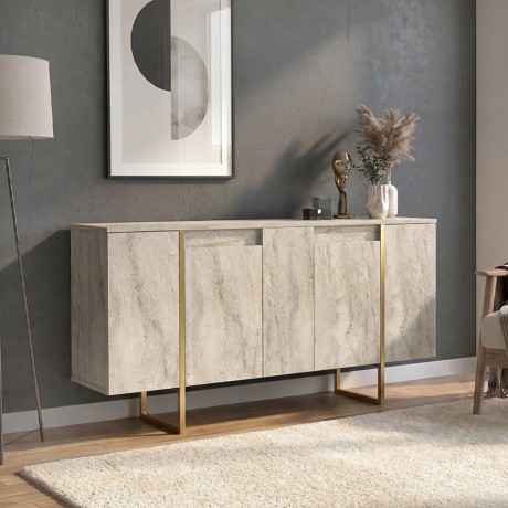 Orontes Megapap melamine console in travertine - gold color 160x35.2x80cm.