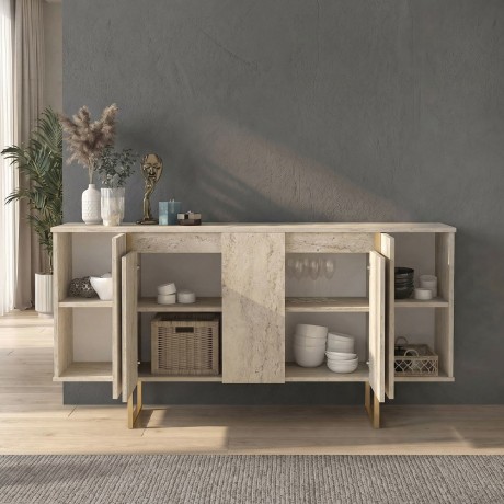 Orontes Megapap melamine console in travertine - gold color 160x35.2x80cm.