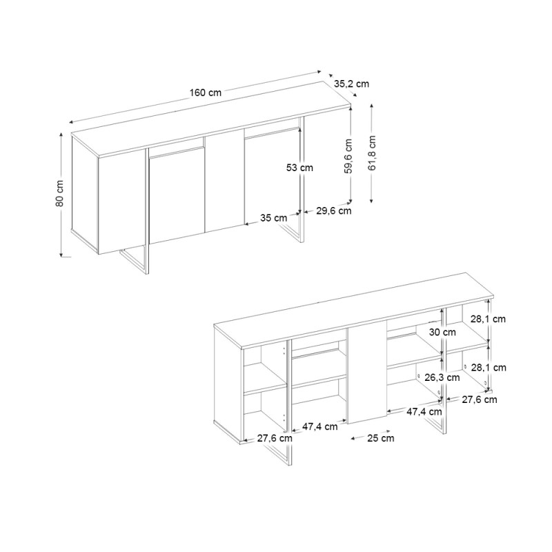 Μπουφές Orontes Megapap χρώμα travertine - χρυσό 160x35,2x80εκ.