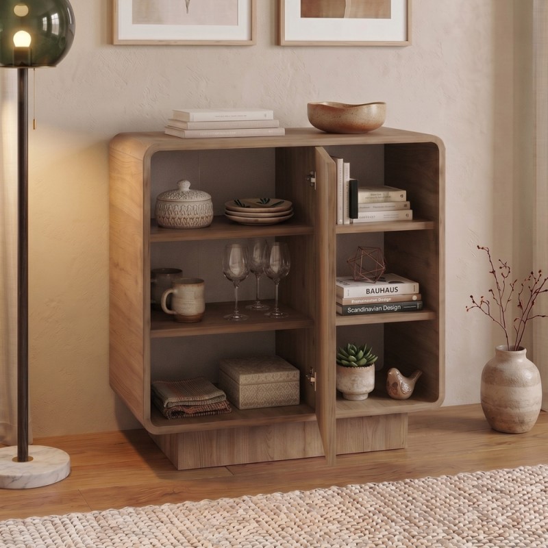 Rovel Megapap melamine console in sepet oak color 80.3x39x80.4cm.