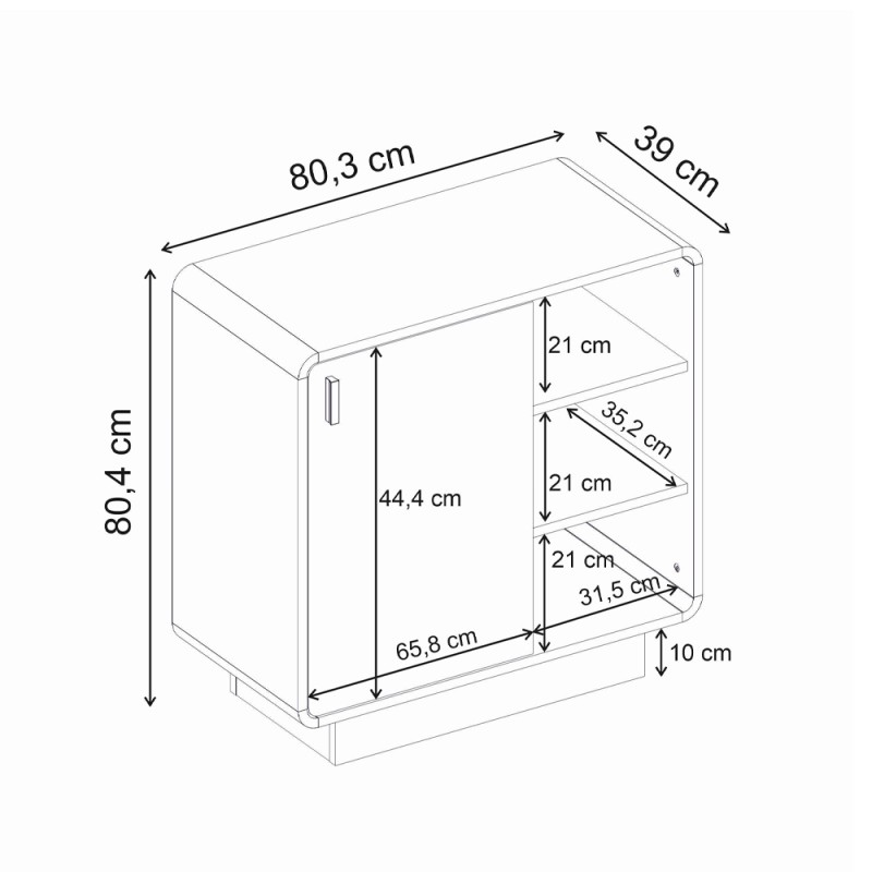Rovel Megapap melamine console in sepet oak color 80.3x39x80.4cm.