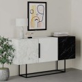 Tontini Megapap melamine buffet in white - black marble effect color 150x42x79,5cm.
