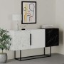 Tontini Megapap melamine buffet in white - black marble effect color 150x42x79,5cm.