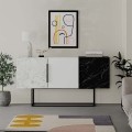 Tontini Megapap melamine buffet in white - black marble effect color 150x42x79,5cm.