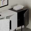 Tontini Megapap melamine buffet in white - black marble effect color 150x42x79,5cm.