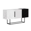 Tontini Megapap melamine buffet in white - black marble effect color 150x42x79,5cm.