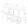 Tontini Megapap melamine buffet in white - black marble effect color 150x42x79,5cm.