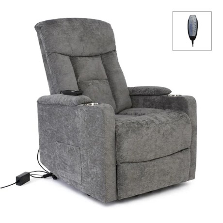 Πολυθρόνα lift - relax Nancy ύφασμα χρώμα σκούρο γκρι 77x94x109εκ.