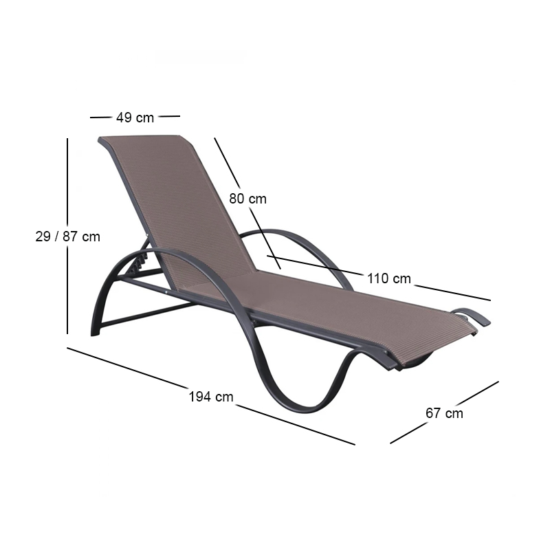 NEXT ALU Lounger Anthracite/Textilene Cappuccino