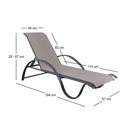 NEXT ALU Lounger Anthracite/Textilene Grey