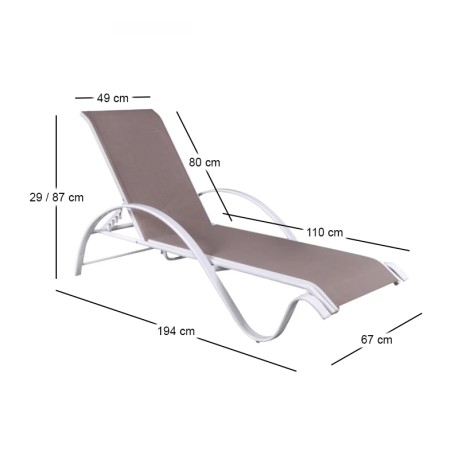NEXT ALU Lounger White/Textilene Cappuccino
