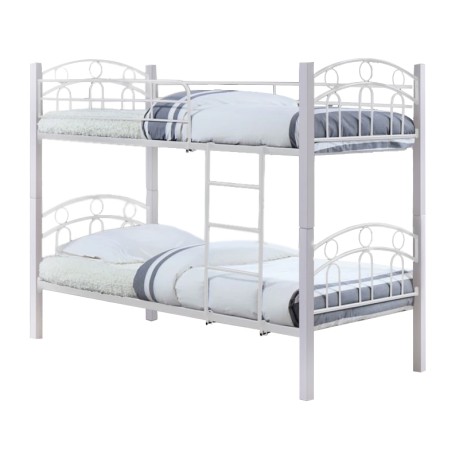 NORTON Double Deck Bed 90x190 Metal White/Wood White