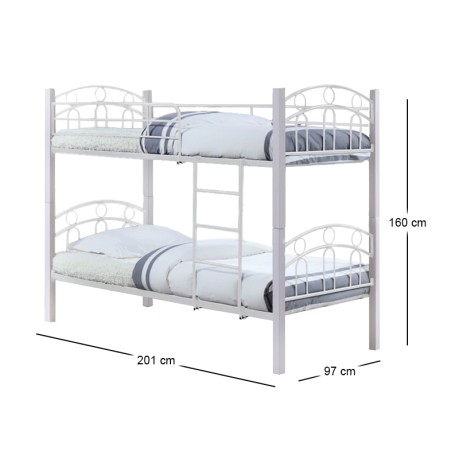 NORTON Double Deck Bed 90x190 Metal White/Wood White
