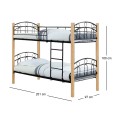 NORTON Double Deck Bed (for Mattress 90x190cm) Metal Black/Wood Natural