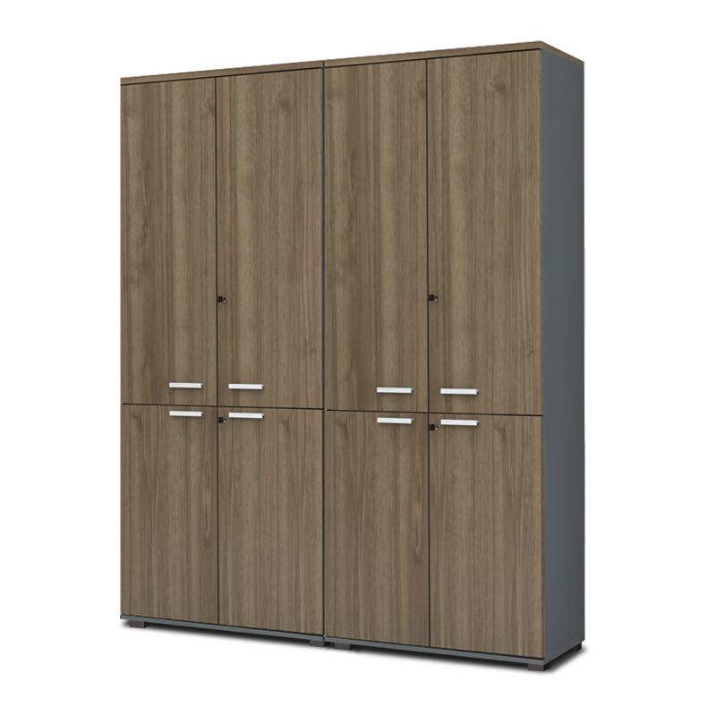 Venturo Megapap melamine office bookcase with doors in athracite - walnut color 160x40x200cm.