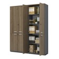 Venturo Megapap melamine office bookcase with doors in athracite - walnut color 160x40x200cm.