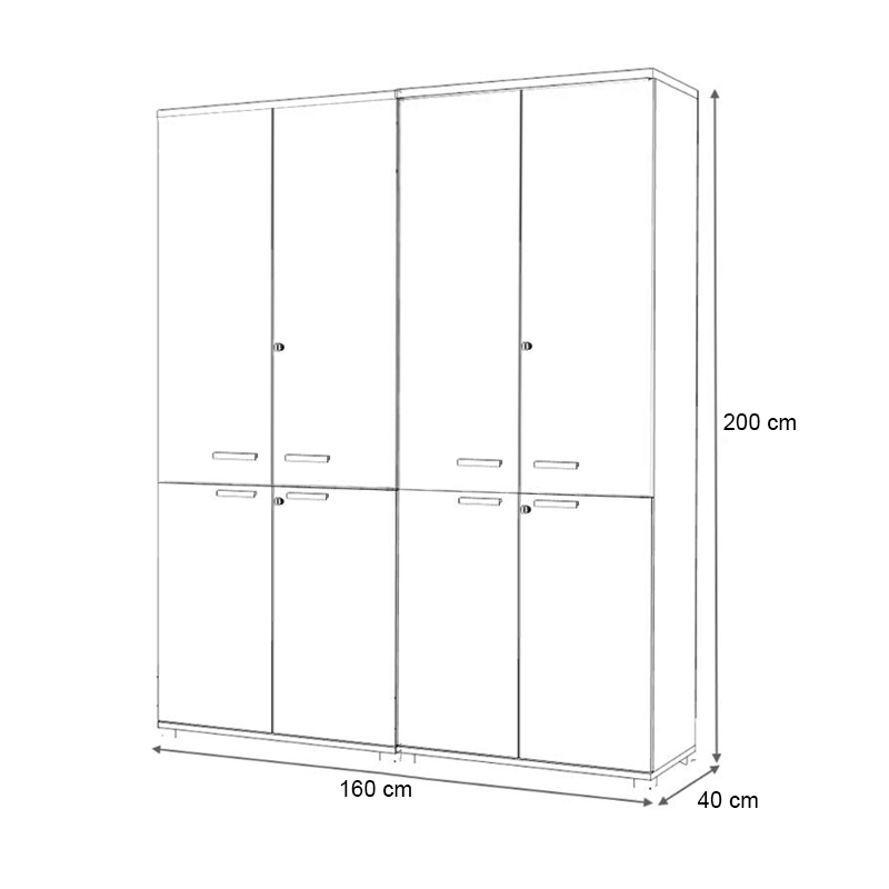 Venturo Megapap melamine office bookcase with doors in athracite - walnut color 160x40x200cm.