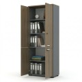 Venturo Megapap melamine office bookcase with doors in athracite - walnut color 80x40x200cm.