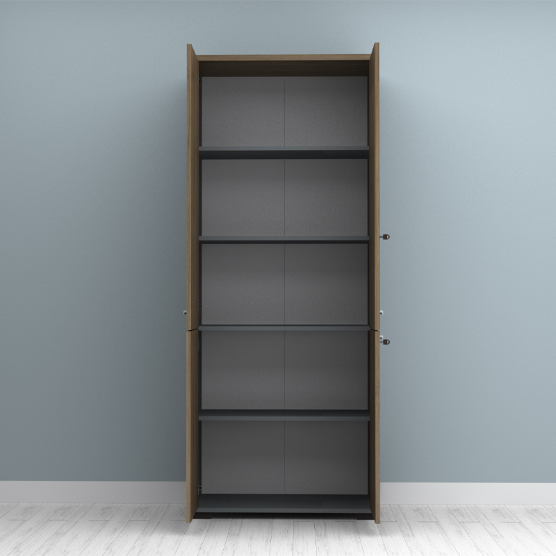 Venturo Megapap melamine office bookcase with doors in athracite - walnut color 80x40x200cm.