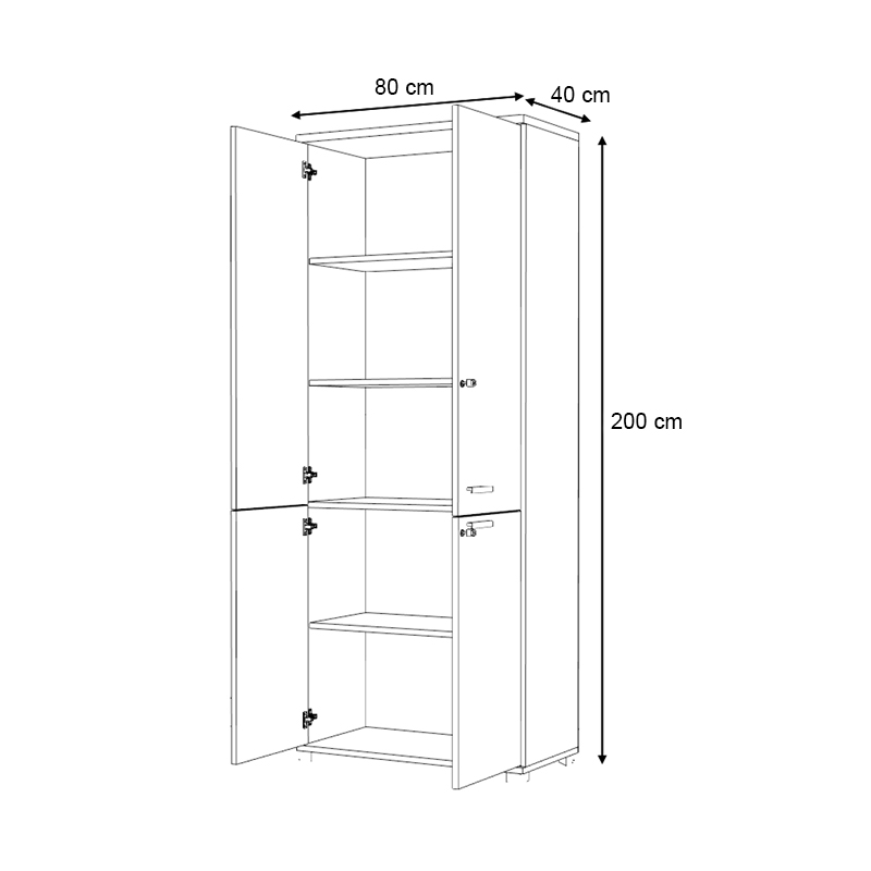 Venturo Megapap melamine office bookcase with doors in athracite - walnut color 80x40x200cm.