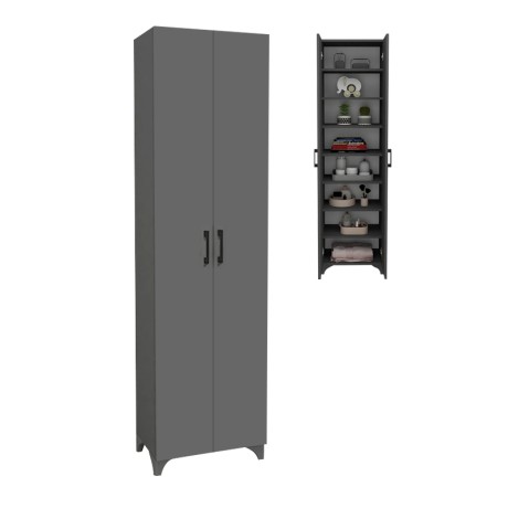 Ντουλάπα - Παπουτσοθήκη Lilly Megapap χρώμα ανθρακί 49x32x178εκ.