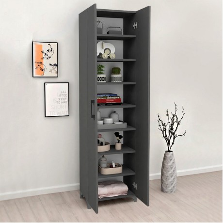 Ντουλάπα - Παπουτσοθήκη Lilly Megapap χρώμα ανθρακί 49x32x178εκ.