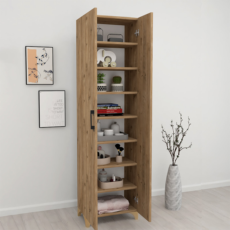 Ντουλάπα - Παπουτσοθήκη μελαμίνης Lilly Megapap χρώμα pine oak 49x32x178εκ.