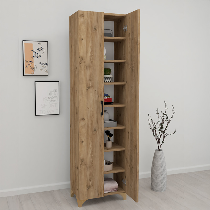 Ντουλάπα - Παπουτσοθήκη μελαμίνης Lilly Megapap χρώμα pine oak 49x32x178εκ.
