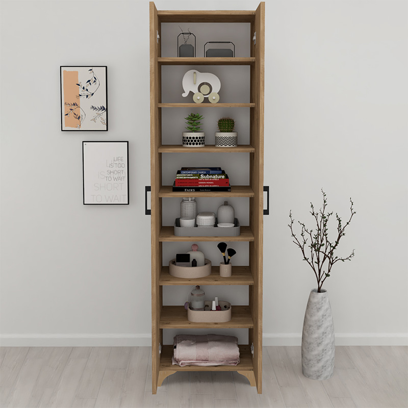 Ντουλάπα - Παπουτσοθήκη μελαμίνης Lilly Megapap χρώμα pine oak 49x32x178εκ.