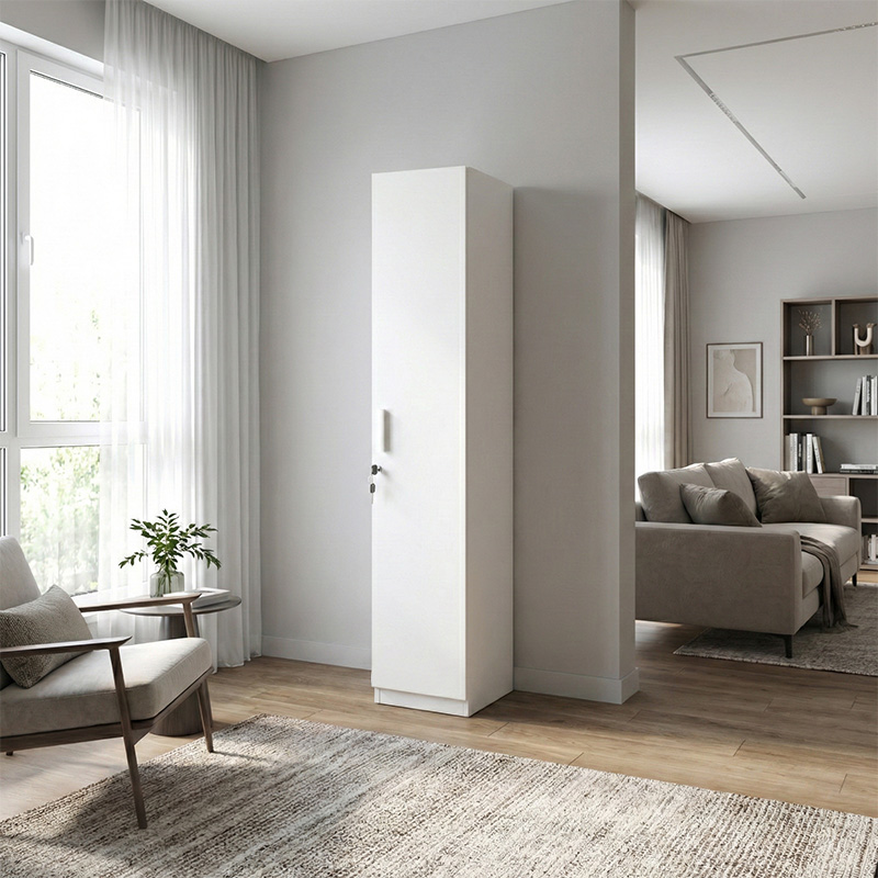 Emeril Megapap melamine wardrobe in white color 35x42x180cm.