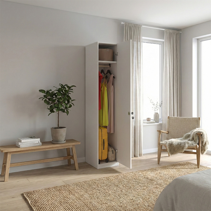 Emeril Megapap melamine wardrobe in white color 35x42x180cm.