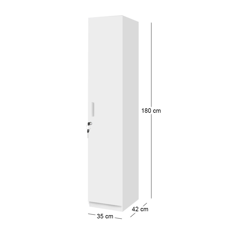 Emeril Megapap melamine wardrobe in white color 35x42x180cm.