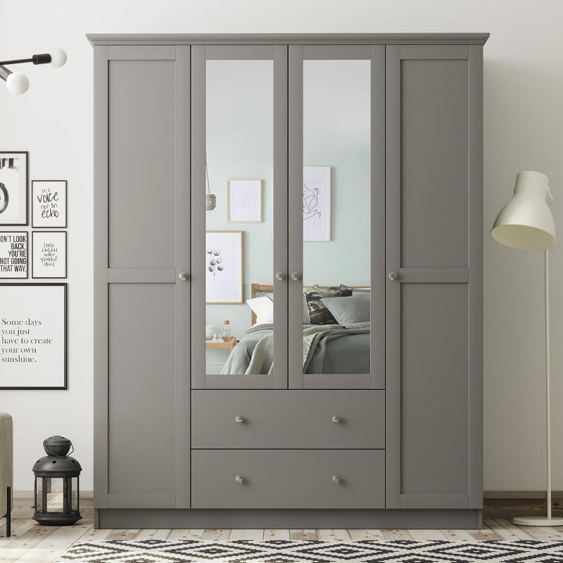 Emily Megapap 4 doors wardrobe with mirror in anthracite color 140x50x210cm.
