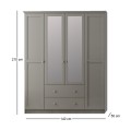 Emily Megapap 4 doors wardrobe with mirror in anthracite color 140x50x210cm.