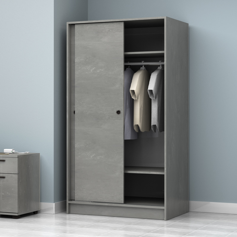 Misra Megapap two-doors sliding melamine wardrobe concrete grey color 94x52x182cm.