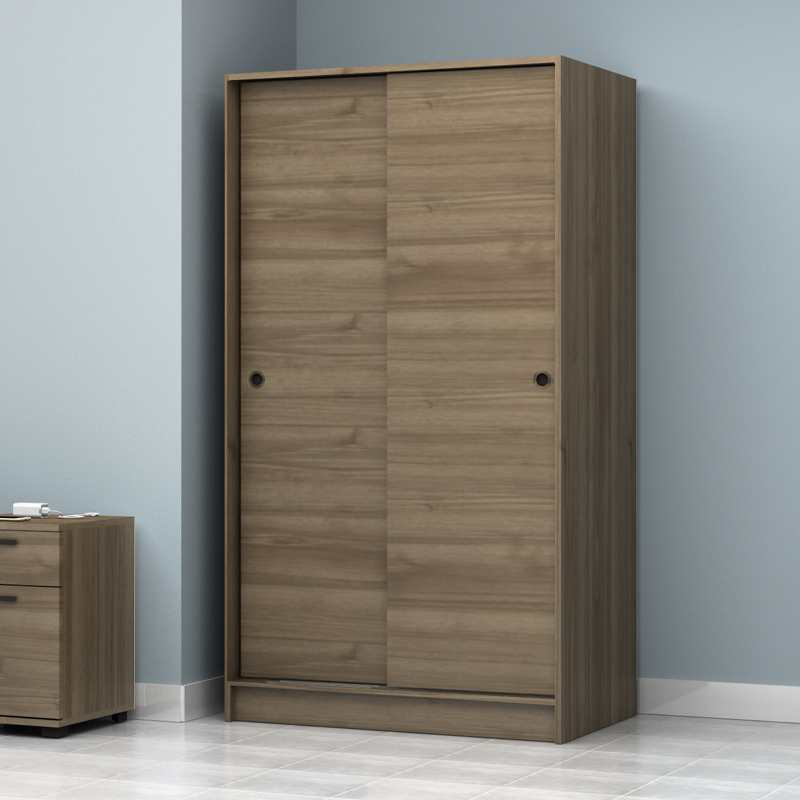 Misra Megapap two-doors sliding melamine wardrobe walnut color 94x52x182cm.
